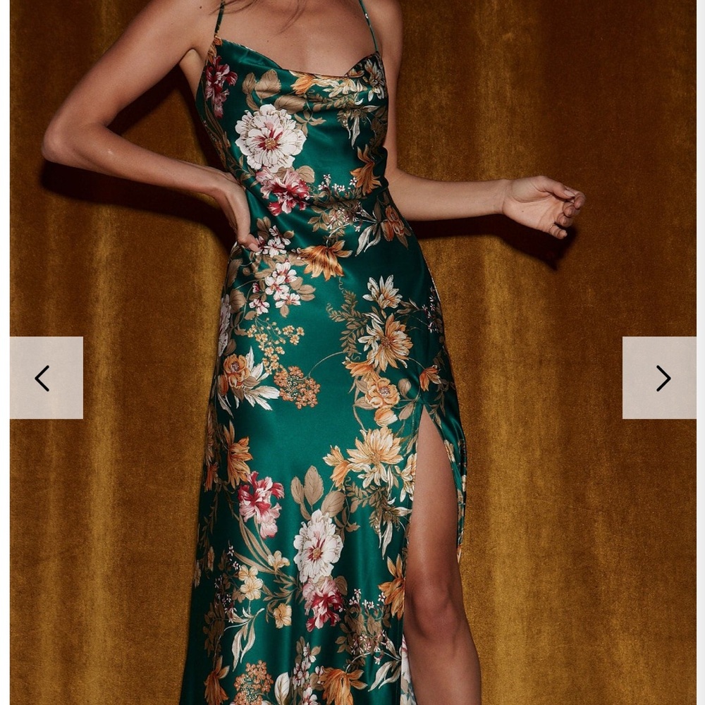 12th Tribe Green Floral Maxi Dress